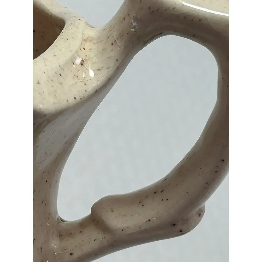 6” Beige W/‎ Brown Speckles 1983 Handmade Pottery Pitcher Vase READ